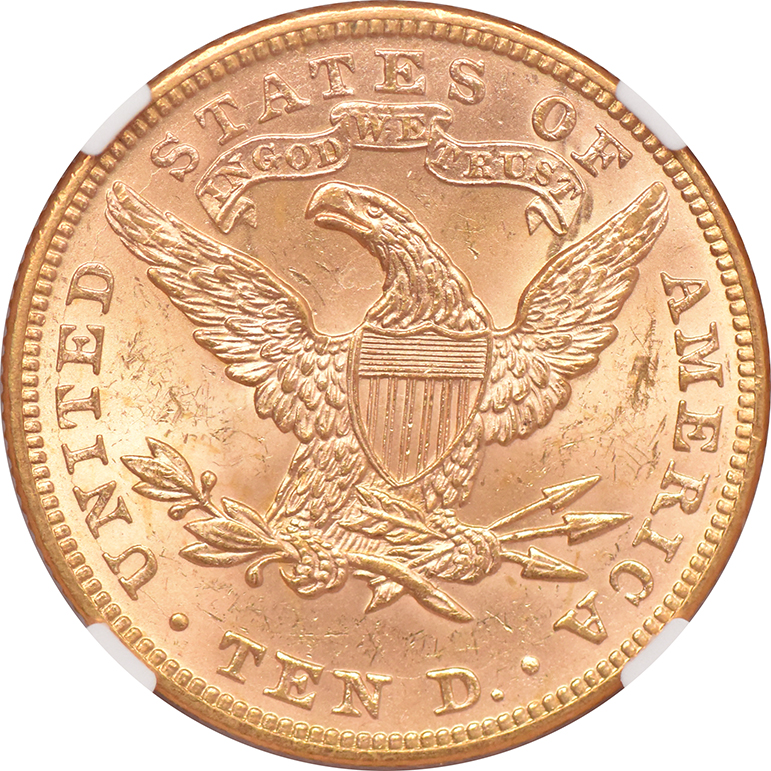 1893 Gold $10 NGC, MS-62