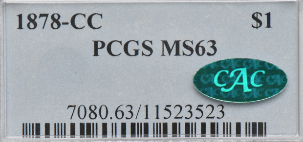 1878-CC Silver Dollar PCGS, MS-63 CAC