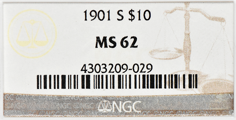 1901-S Gold $10 NGC, MS-62