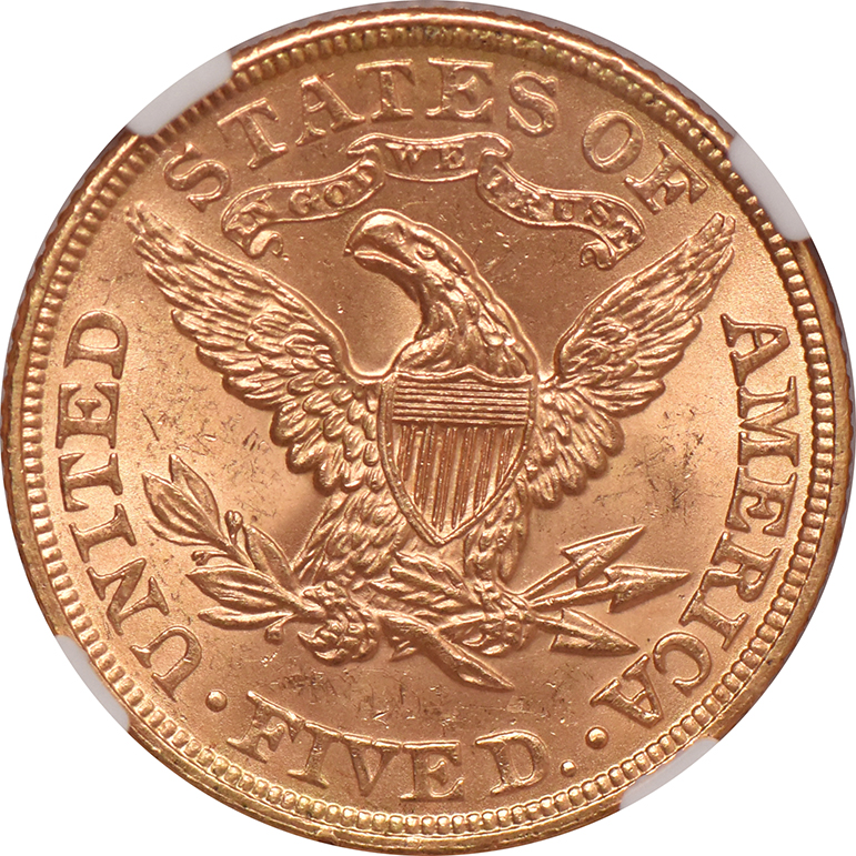 1900 Gold $5 NGC, MS-63