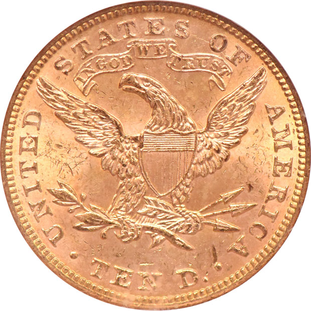 1893 Gold $10 NGC, MS-63