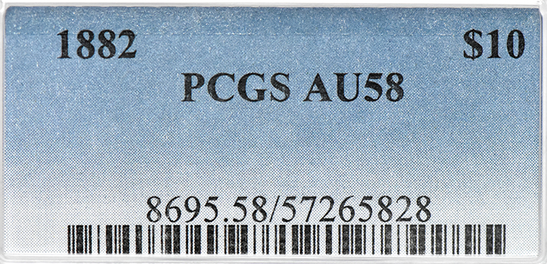 1882 Gold $10 PCGS, AU-58