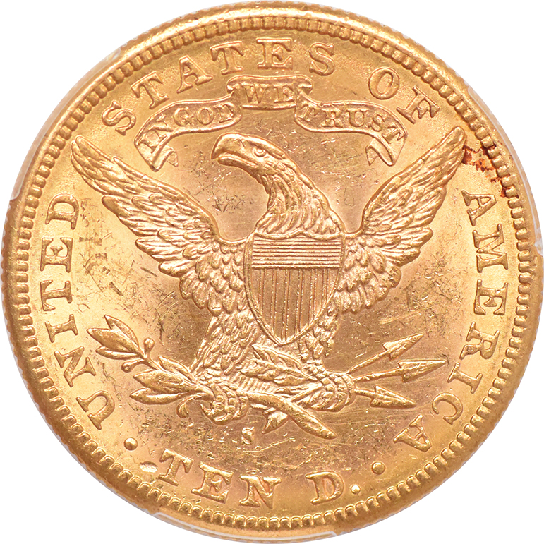 1886-S Gold $10 PCGS, MS-60