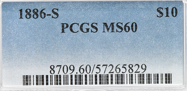 1886-S Gold $10 PCGS, MS-60