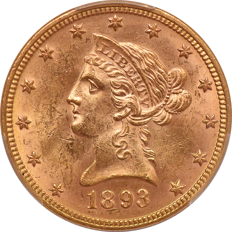 1893 Gold $10 PCGS, MS-62