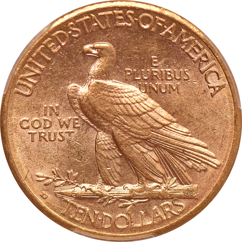 1910-D Gold $10 PCGS, AU-58