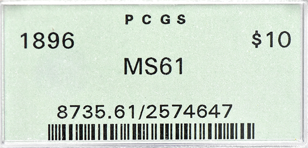 1896 Gold $10 PCGS, MS-61