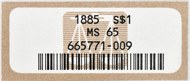 1885 Silver Dollar NGC, MS-65