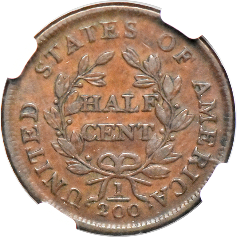 1804 Half Cent NGC, AU-55 BN