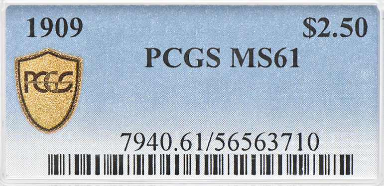 1909 Gold $2.50 PCGS, MS-61
