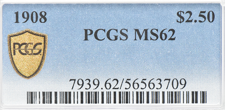 1908 Gold $2.50 PCGS, MS-62