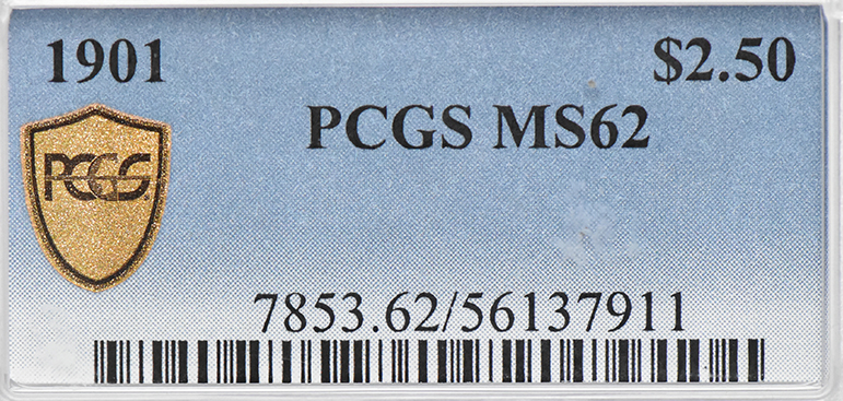 1901 Gold $2.50 PCGS, MS-62