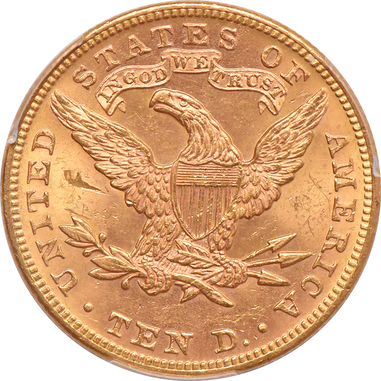 1893 Gold $10 PCGS, MS-62+