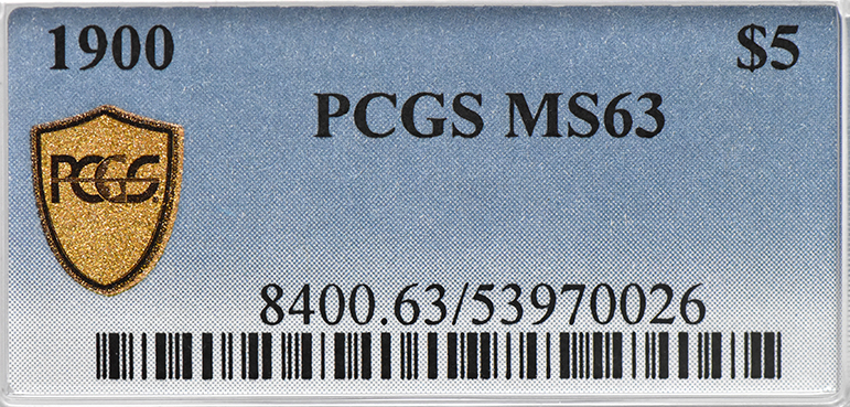 1900 Gold $5 PCGS, MS-63
