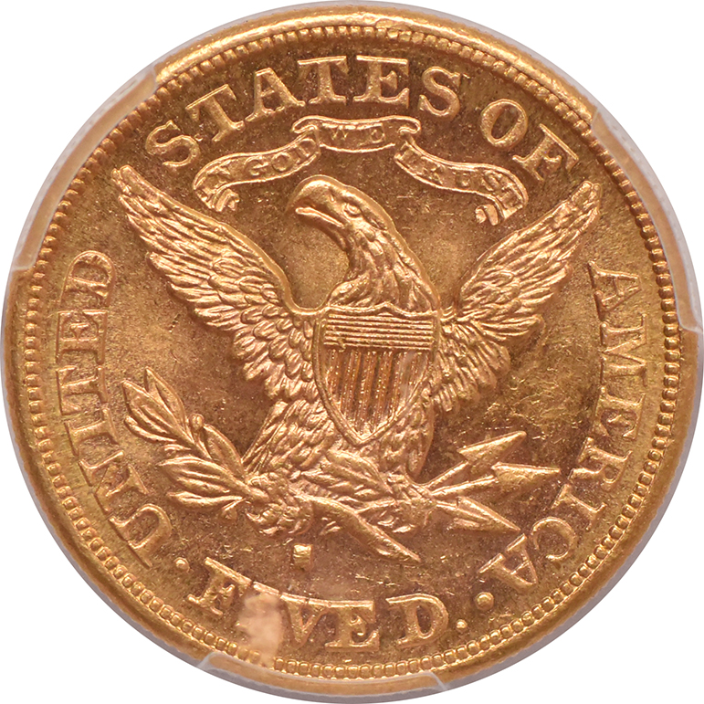 1880-S Gold $5 PCGS, MS-62