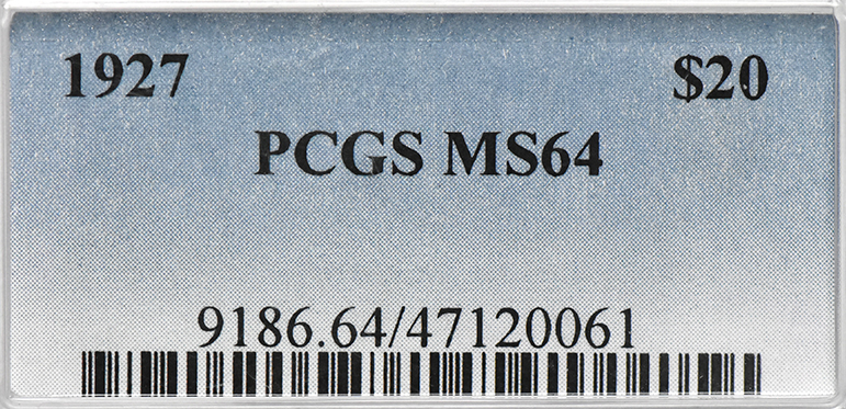 1927 Gold $20 PCGS, MS-64