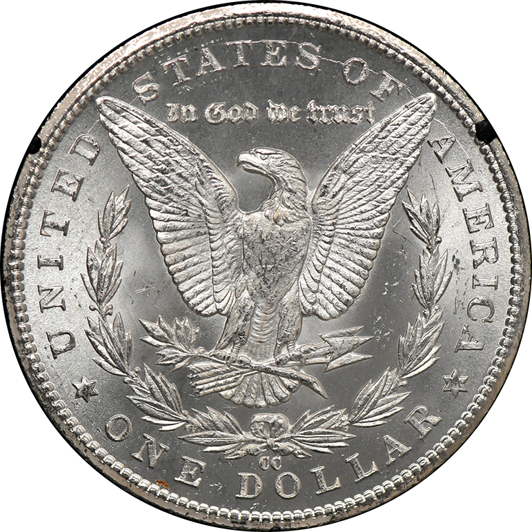 1885-CC Silver Dollar HOUSED IN A GSA HOLDER, MS-62