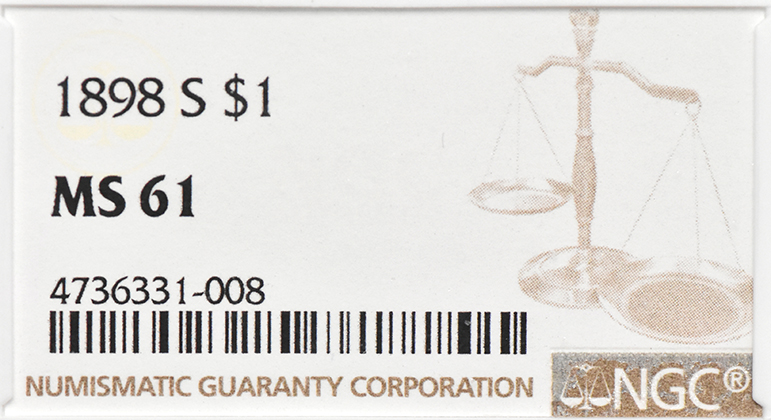 1898-S Silver Dollar NGC, MS-61