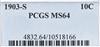 1903-S Dime PCGS, MS-64