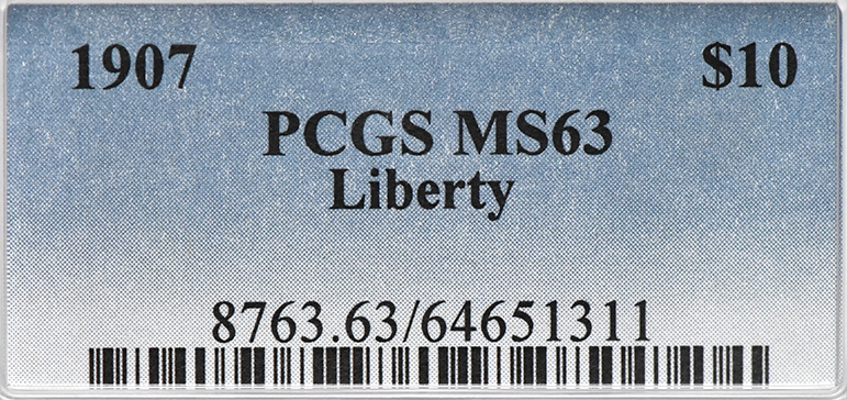 1907 Gold $10 LIBERTY PCGS, MS-63