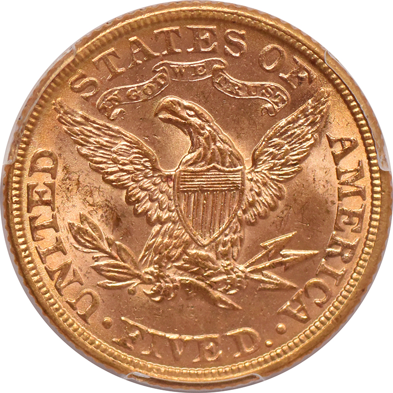 1882 Gold $5 PCGS, MS-63