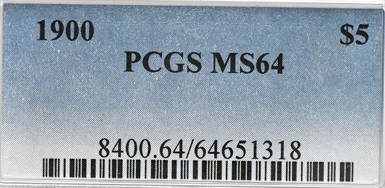 1900 Gold $5 PCGS, MS-64