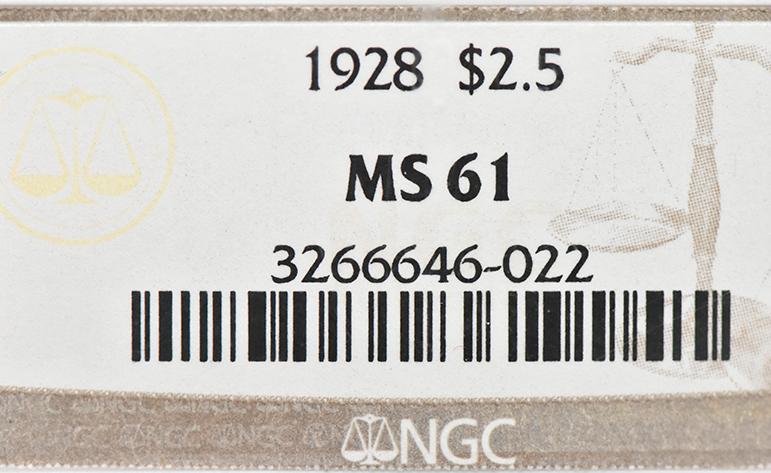 1928 Gold $2.50 NGC, MS-61