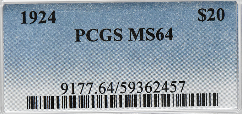 1924 Gold $20 PCGS, MS-64