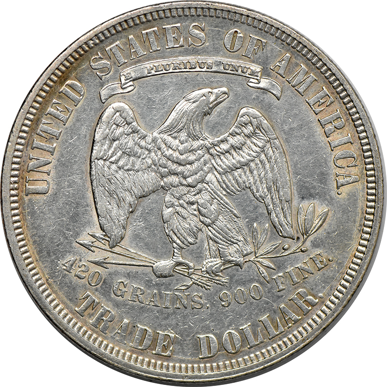 1877 Trade Dollar, AU Light Clean