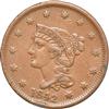 1842 Cent Large Date, XF +/Rim Bump