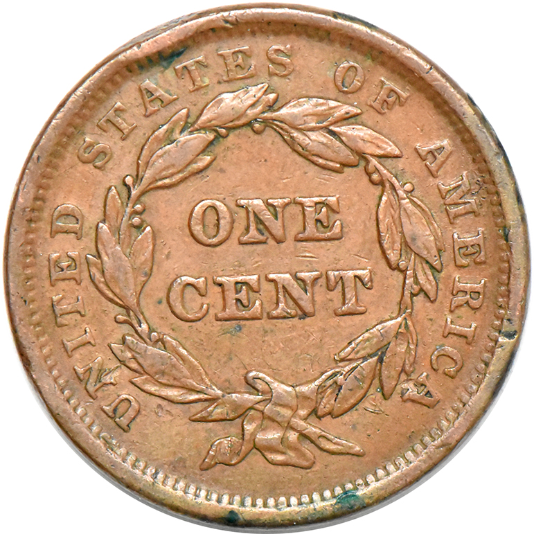 1842 Cent Large Date, XF +/Rim Bump