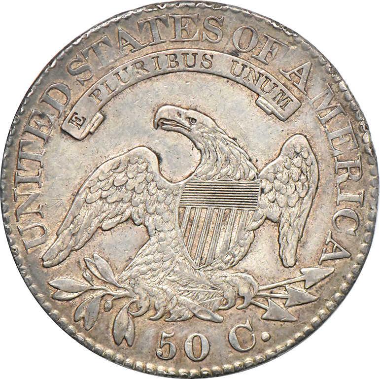 1824 Half Dollar 4 Over 1, AU-55