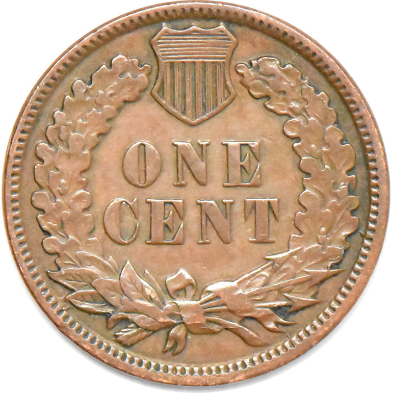 1885 Cent, AU-50