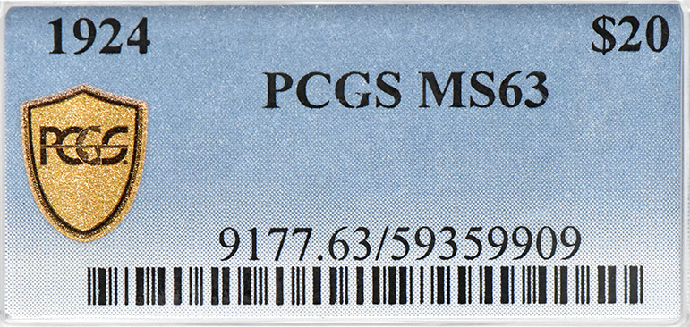 1924 Gold $20 PCGS, MS-63