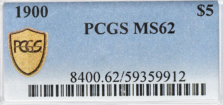 1900 Gold $5 PCGS, MS-62