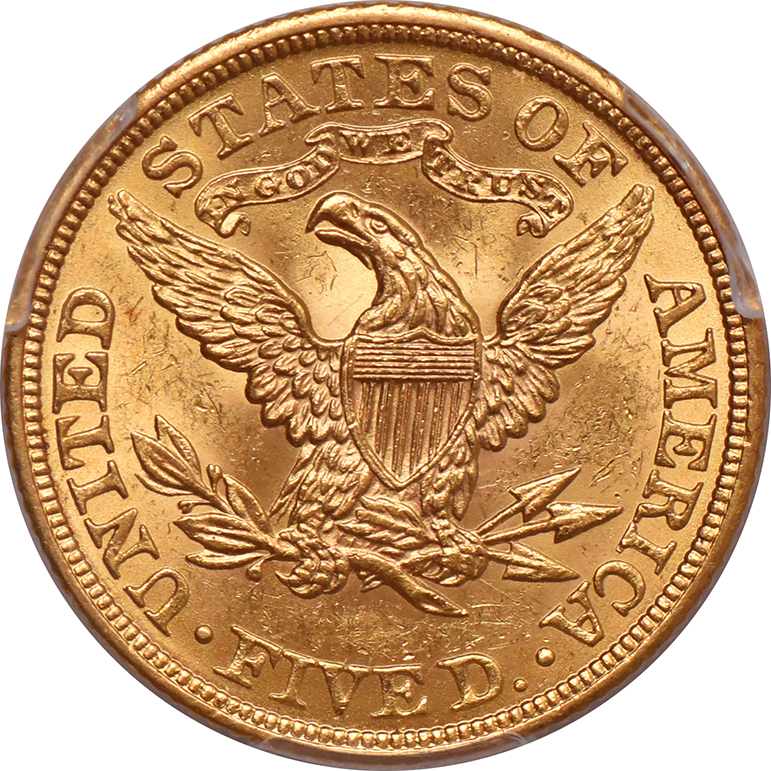1907 Gold $5 PCGS, MS-62