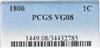 1800 Draped Bust Large Cent PCGS, VG-8 BN