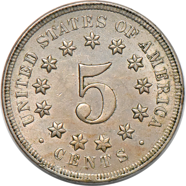 1867 Nickel No Rays, MS-63