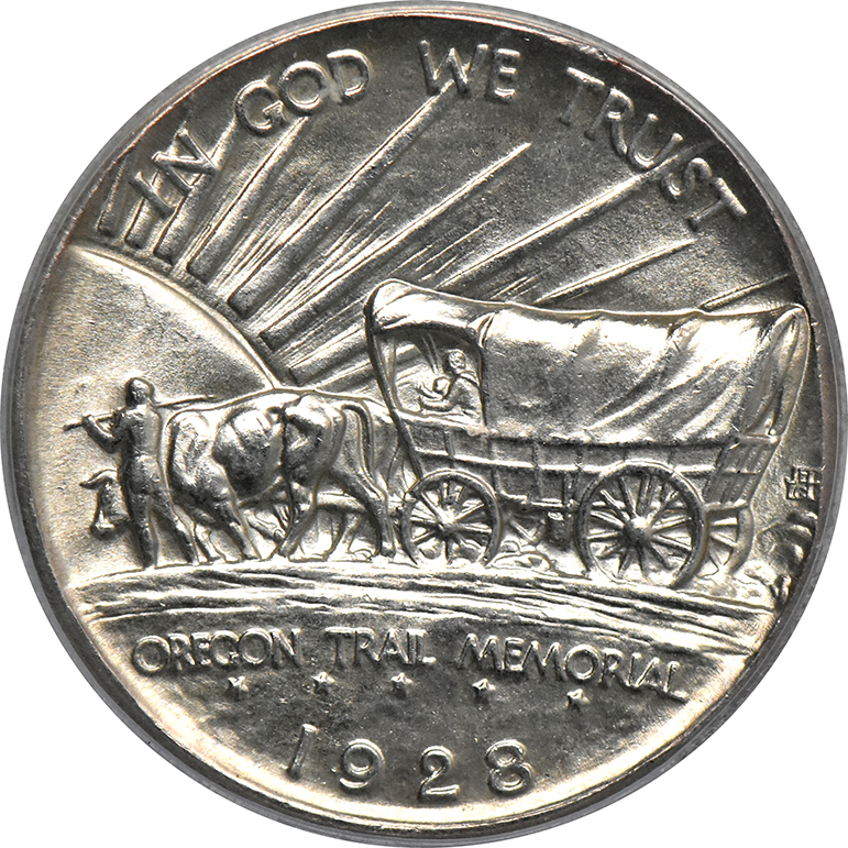 1928 Half Dollar Oregon ICG, MS-65