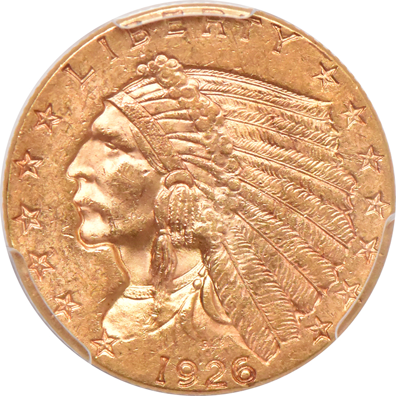 1926 Gold $2.50 PCGS, MS-62