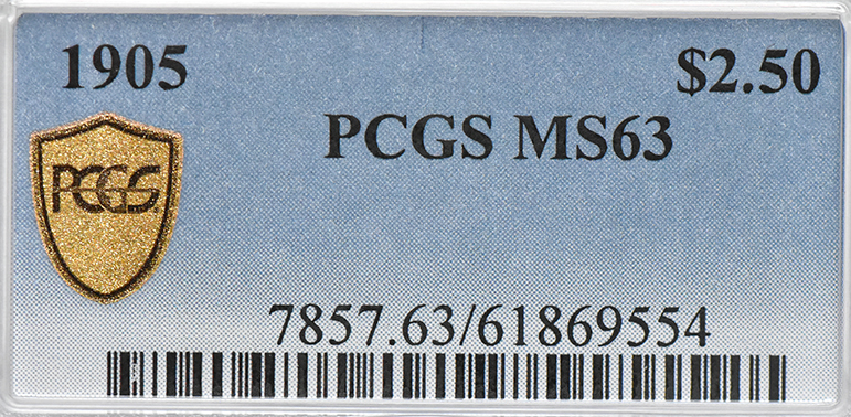 1905 Gold $2.50 PCGS, MS-63