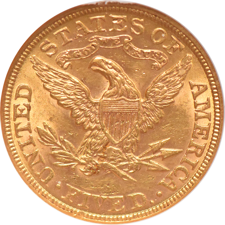 1897 Gold $5 NGC, MS-61