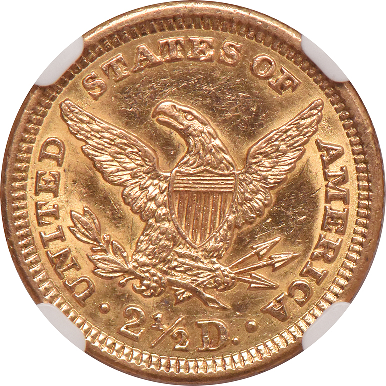 1907 Gold $2.50 NGC, MS-62