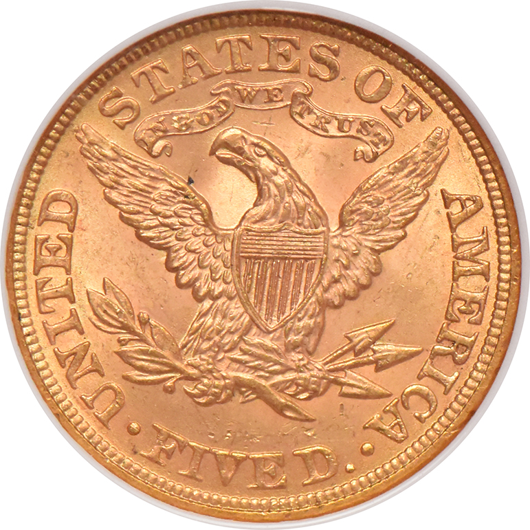 1899 Gold $5 NGC, MS-63