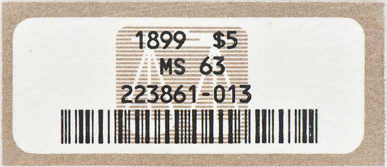 1899 Gold $5 NGC, MS-63