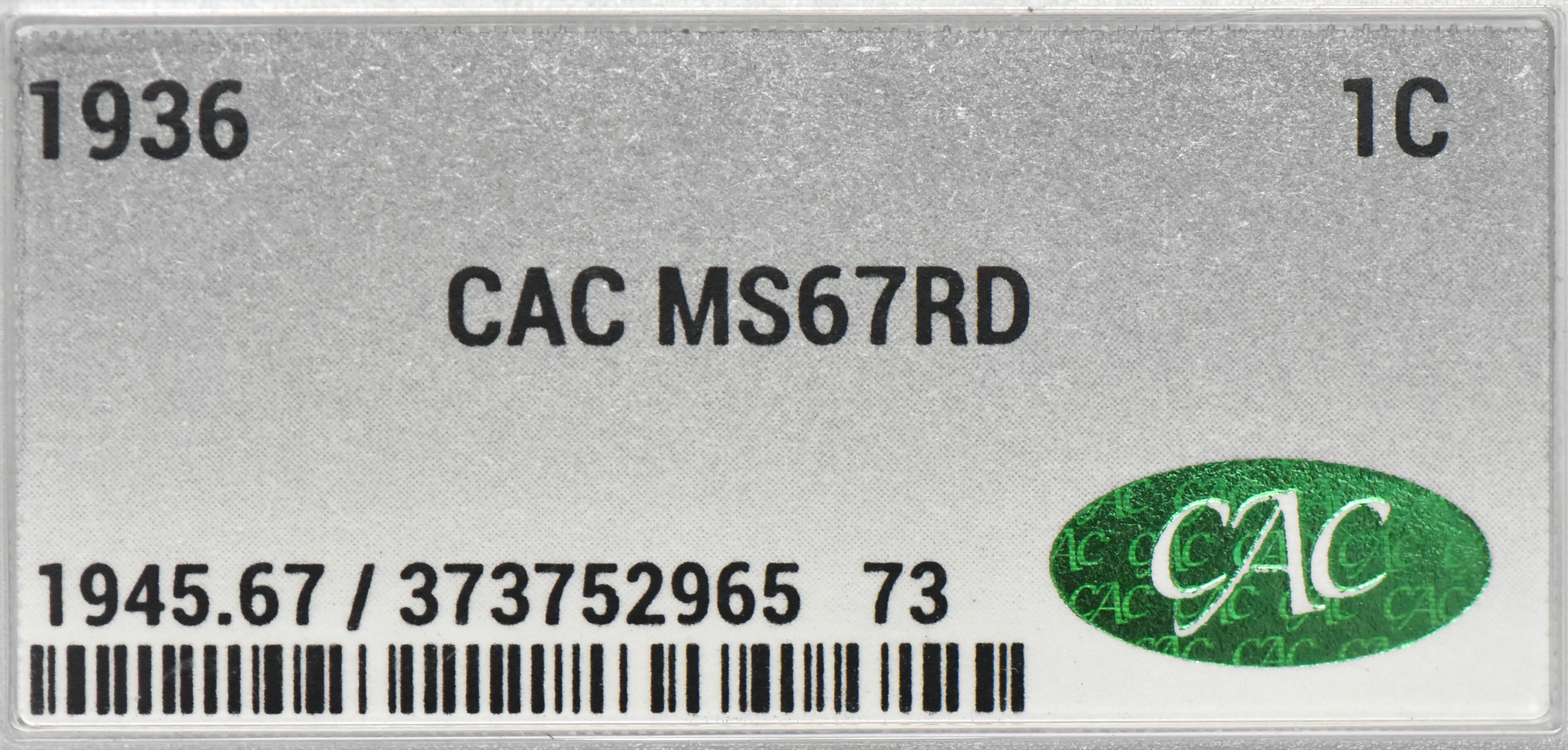1936 Cent CACG, MS-67 RD