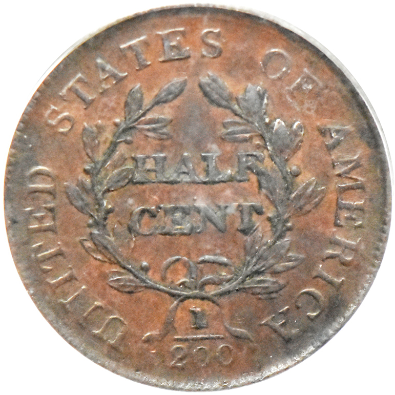 1806 Small 6 No Stems Half Cent PCGS, XF-40 BN