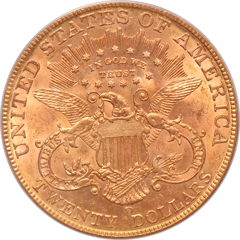 1907-D Gold $20 LIBERTY PCGS, MS-63