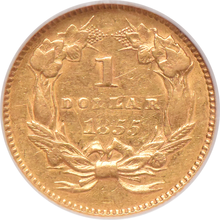 1855 Gold Dollar NGC, AU-53