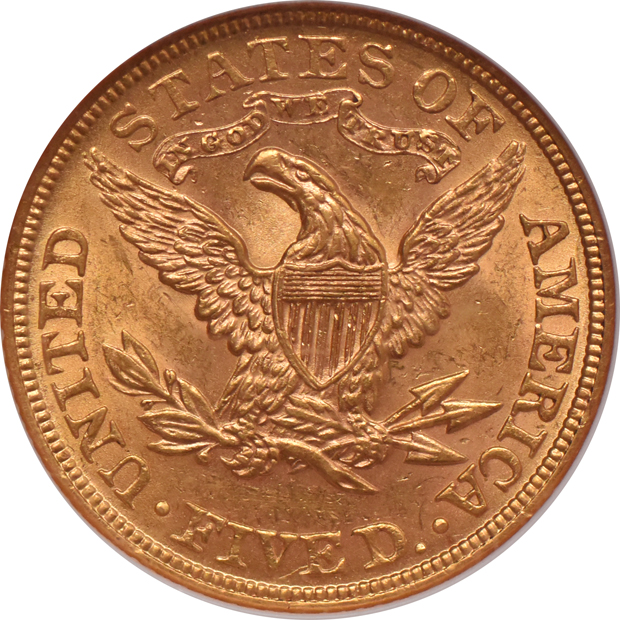 1905 Gold $5 NGC, MS-62